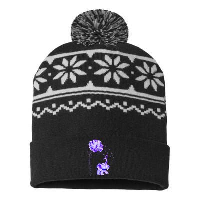 ILl Remember For You Purple Elephant AlzheimerS Awareness USA-Made Snowflake Beanie