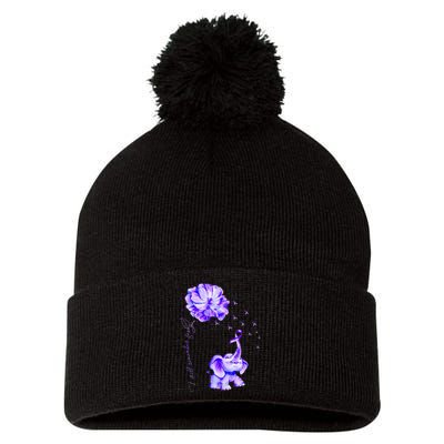 ILl Remember For You Purple Elephant AlzheimerS Awareness Pom Pom 12in Knit Beanie