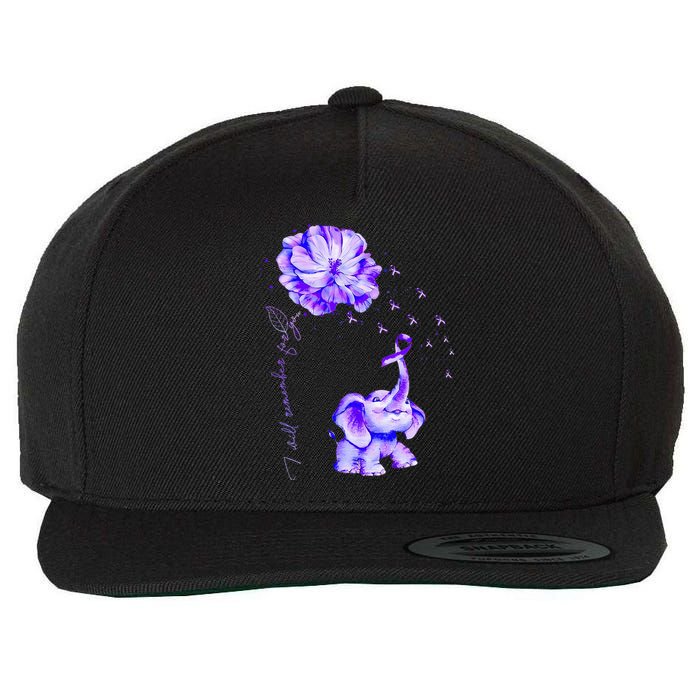 ILl Remember For You Purple Elephant AlzheimerS Awareness Wool Snapback Cap