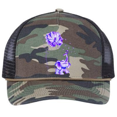 ILl Remember For You Purple Elephant AlzheimerS Awareness Retro Rope Trucker Hat Cap