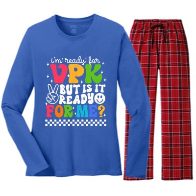 Im Ready For VPK Grade First Day Of School Teacher Women's Long Sleeve Flannel Pajama Set 