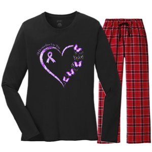 I'll Remember For You Purple Butterfly Alzheimer's Awareness Women's Long Sleeve Flannel Pajama Set 