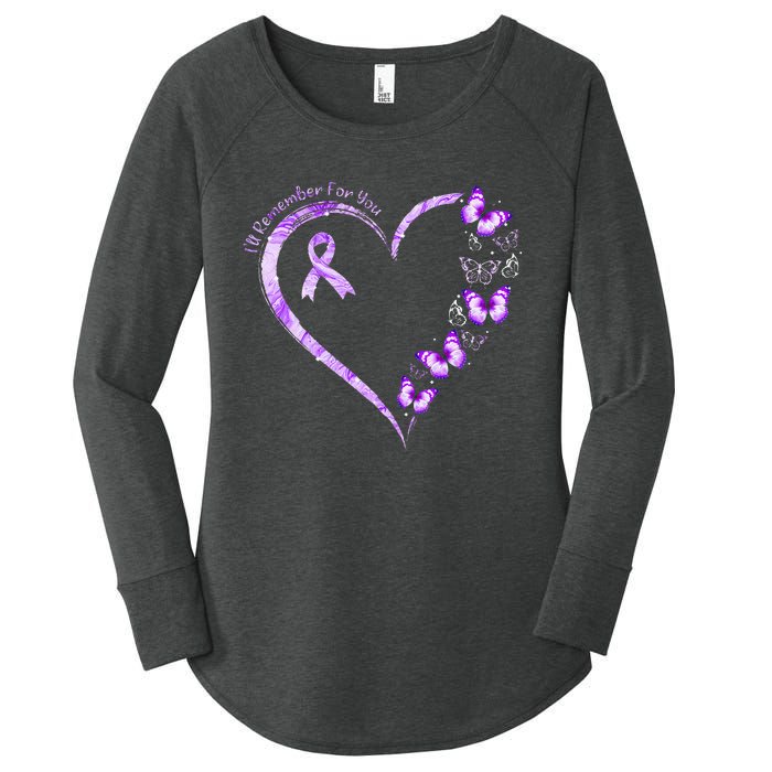 I'll Remember For You Purple Butterfly Alzheimer's Awareness Women's Perfect Tri Tunic Long Sleeve Shirt