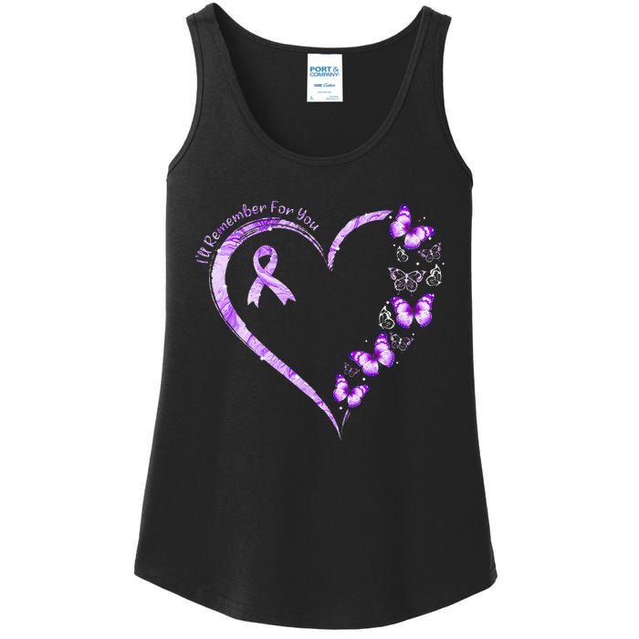 I'll Remember For You Purple Butterfly Alzheimer's Awareness Ladies Essential Tank