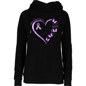 I'll Remember For You Purple Butterfly Alzheimer's Awareness Womens Funnel Neck Pullover Hood