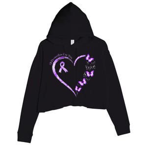 I'll Remember For You Purple Butterfly Alzheimer's Awareness Crop Fleece Hoodie