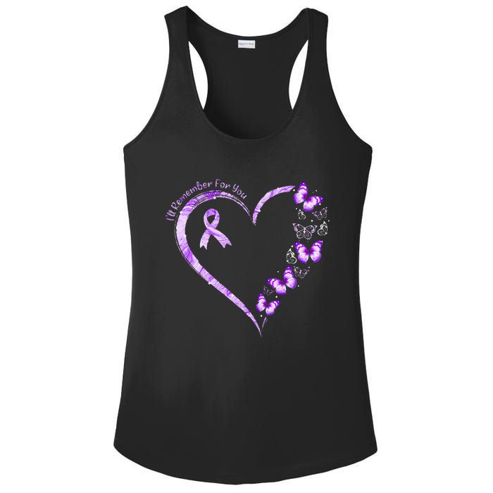 I'll Remember For You Purple Butterfly Alzheimer's Awareness Ladies PosiCharge Competitor Racerback Tank