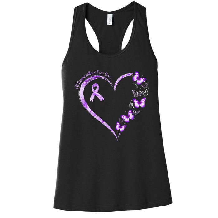 I'll Remember For You Purple Butterfly Alzheimer's Awareness Women's Racerback Tank