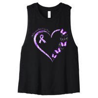 I'll Remember For You Purple Butterfly Alzheimer's Awareness Women's Racerback Cropped Tank