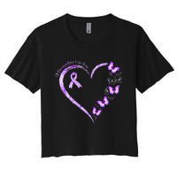 I'll Remember For You Purple Butterfly Alzheimer's Awareness Women's Crop Top Tee