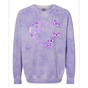 Ill Remember For You Purple Butterfly Alzheimers Awareness Colorblast Crewneck Sweatshirt