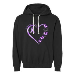 Ill Remember For You Purple Butterfly Alzheimers Awareness Garment-Dyed Fleece Hoodie