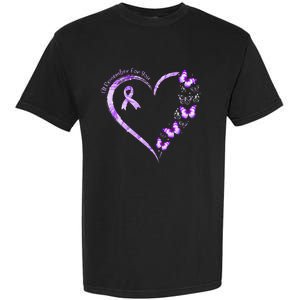 Ill Remember For You Purple Butterfly Alzheimers Awareness Garment-Dyed Heavyweight T-Shirt