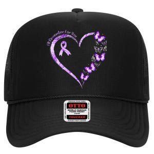 Ill Remember For You Purple Butterfly Alzheimers Awareness High Crown Mesh Back Trucker Hat