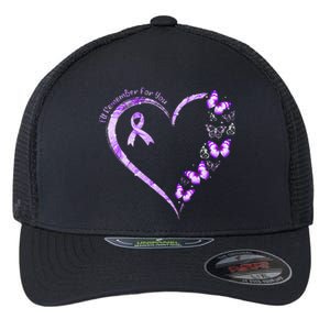 Ill Remember For You Purple Butterfly Alzheimers Awareness Flexfit Unipanel Trucker Cap