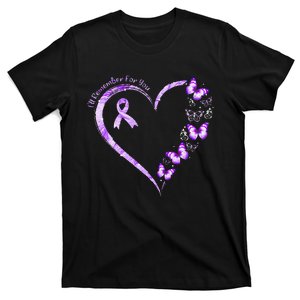 Ill Remember For You Purple Butterfly Alzheimers Awareness T-Shirt