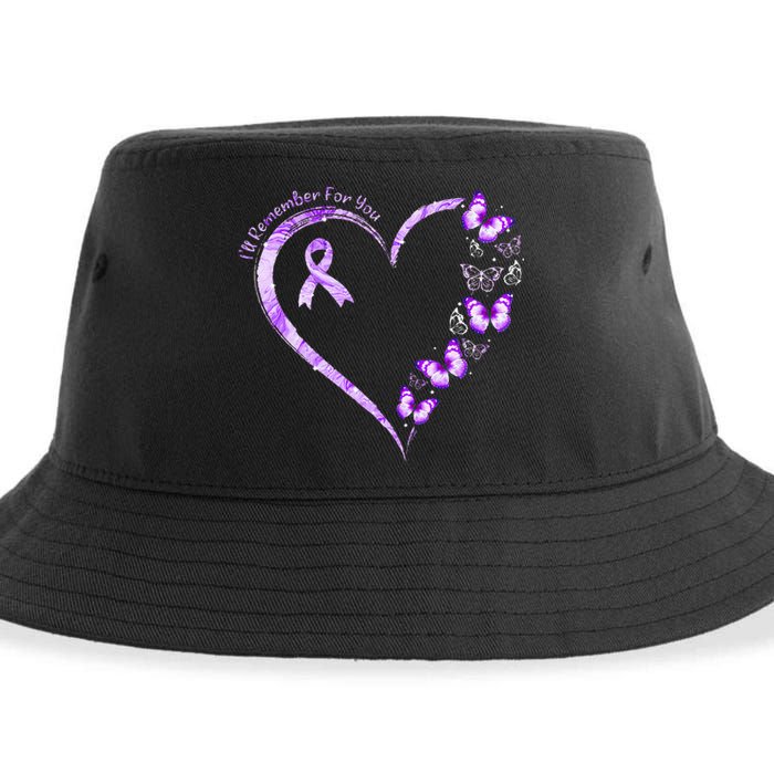 Ill Remember For You Purple Butterfly Alzheimers Awareness Sustainable Bucket Hat