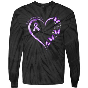 Ill Remember For You Purple Butterfly Alzheimers Awareness Tie-Dye Long Sleeve Shirt