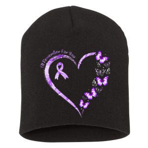 Ill Remember For You Purple Butterfly Alzheimers Awareness Short Acrylic Beanie