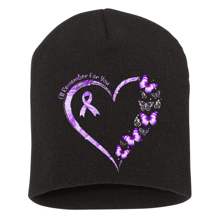 Ill Remember For You Purple Butterfly Alzheimers Awareness Short Acrylic Beanie