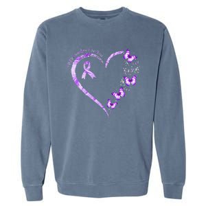 Ill Remember For You Purple Butterfly Alzheimers Awareness Garment-Dyed Sweatshirt