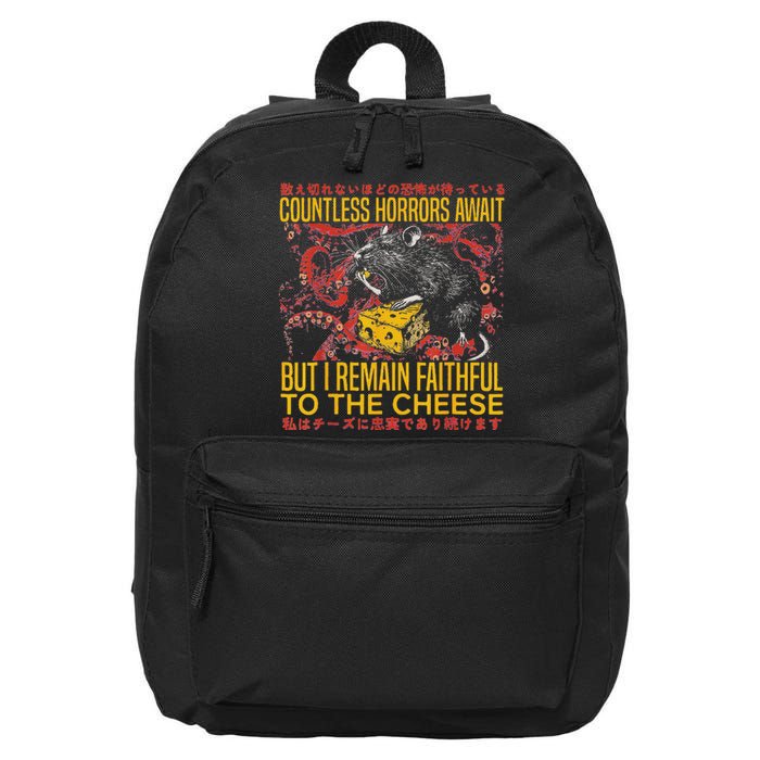 I Remain Faithful To The Cheese Vintage Japanese Rat Lover 16 in Basic Backpack