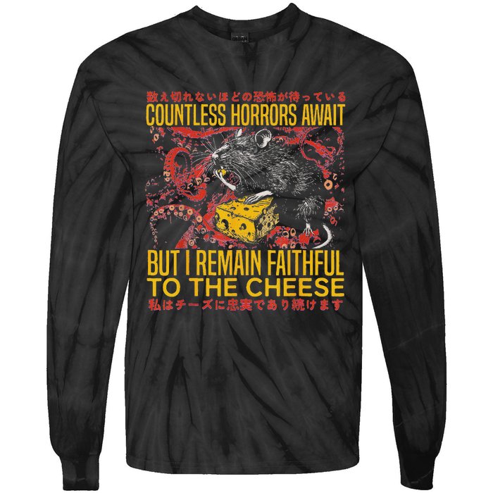 I Remain Faithful To The Cheese Vintage Japanese Rat Lover Tie-Dye Long Sleeve Shirt