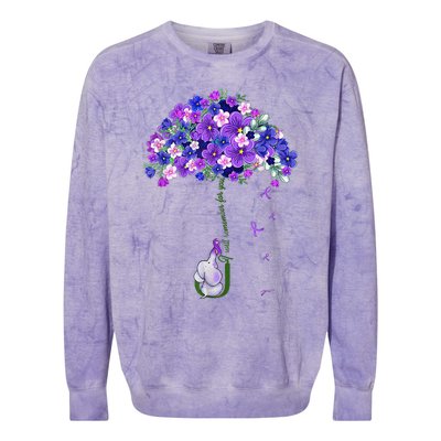 ILl Remember For You Purple Elephant AlzheimerS Awareness Colorblast Crewneck Sweatshirt