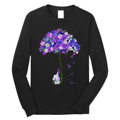 ILl Remember For You Purple Elephant AlzheimerS Awareness Long Sleeve Shirt