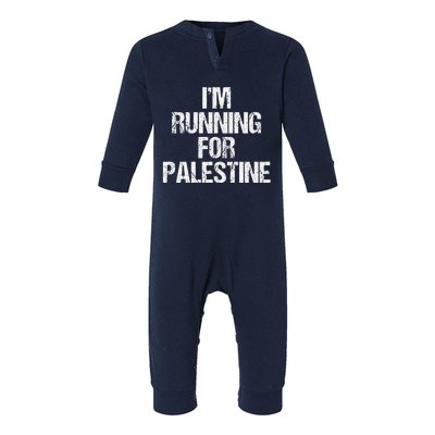 IM Running For Palestine White Letters Infant Fleece One Piece