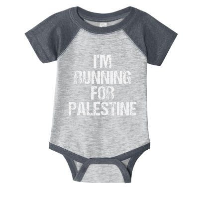 IM Running For Palestine White Letters Infant Baby Jersey Bodysuit