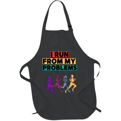 I RUN FROM MY PROBLEMS JOKE Full-Length Apron With Pockets