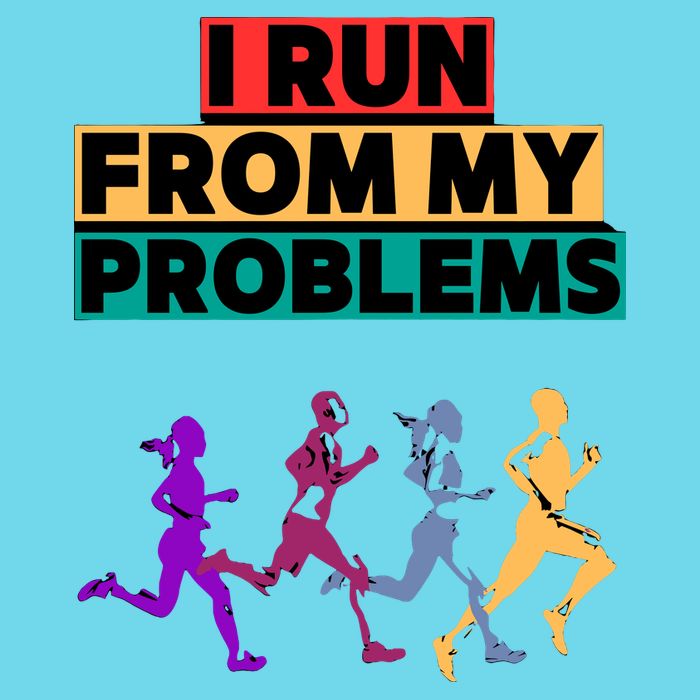 I RUN FROM MY PROBLEMS JOKE Button