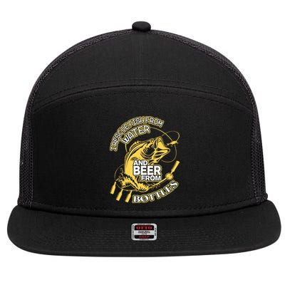 I Rescue Fish From Water And Beer From Bottles Funny Gift 7 Panel Mesh Trucker Snapback Hat