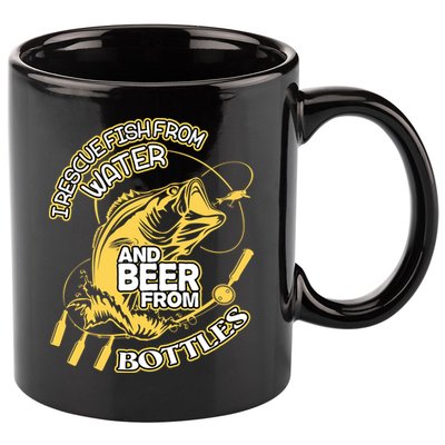 I Rescue Fish From Water And Beer From Bottles Funny Gift 11oz C Handle Ceramic Mug