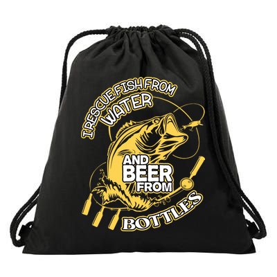 I Rescue Fish From Water And Beer From Bottles Funny Gift Drawstring Bag