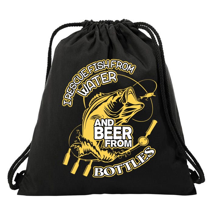 I Rescue Fish From Water And Beer From Bottles Funny Gift Drawstring Bag