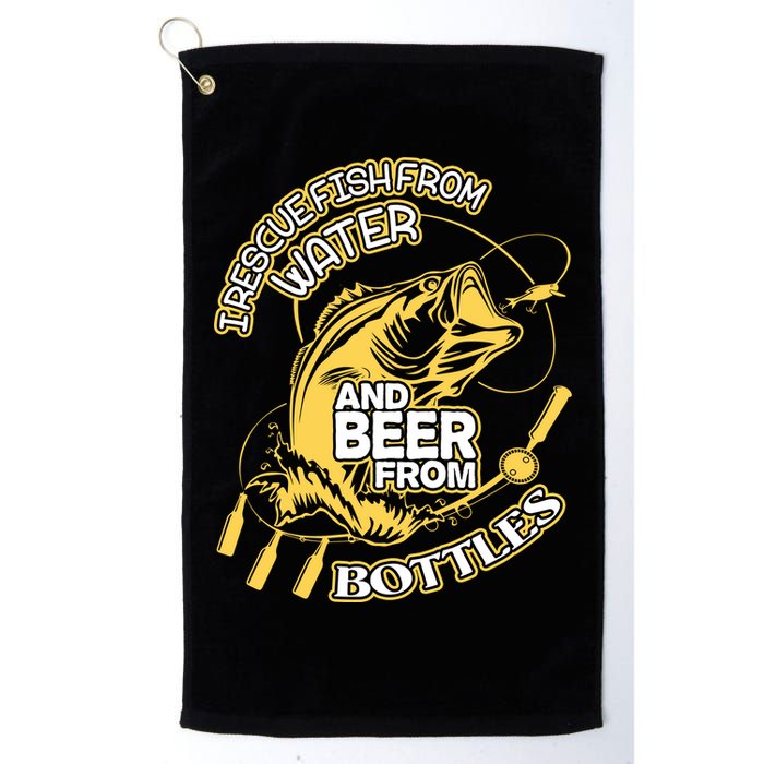 I Rescue Fish From Water And Beer From Bottles Funny Gift Golf Towel