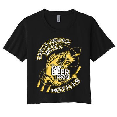I Rescue Fish From Water And Beer From Bottles Funny Gift Crop Top