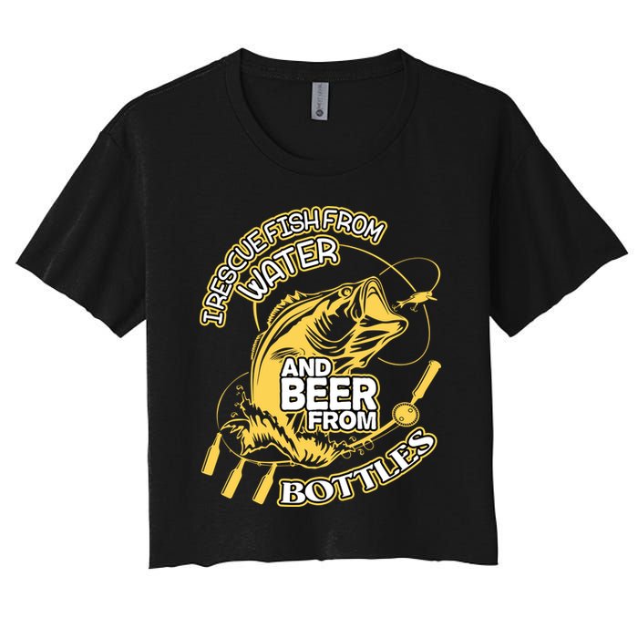 I Rescue Fish From Water And Beer From Bottles Funny Gift Crop Top