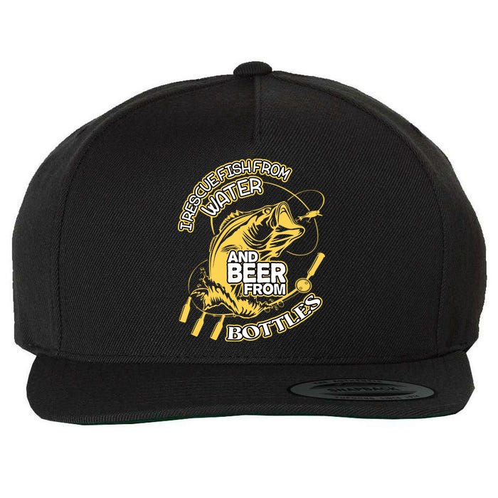 I Rescue Fish From Water And Beer From Bottles Funny Gift Wool Snapback Cap