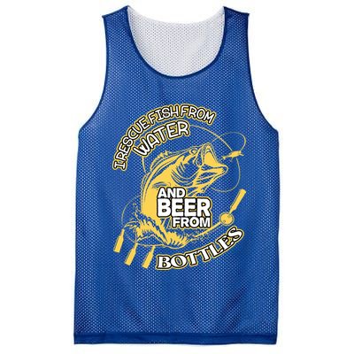 I Rescue Fish From Water And Beer From Bottles Funny Gift Mesh Reversible Basketball Jersey Tank
