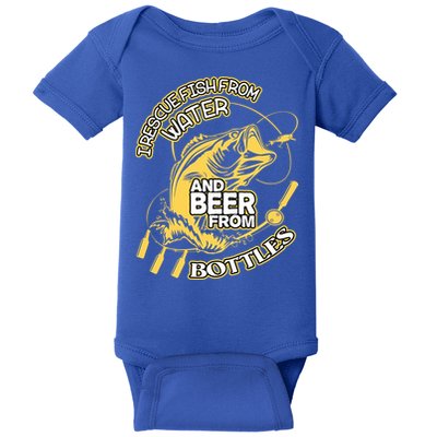 I Rescue Fish From Water And Beer From Bottles Funny Gift Baby Bodysuit