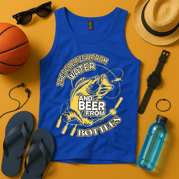 I Rescue Fish From Water And Beer From Bottles Funny Gift Tank Top