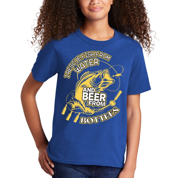 I Rescue Fish From Water And Beer From Bottles Funny Gift Kids T-Shirt