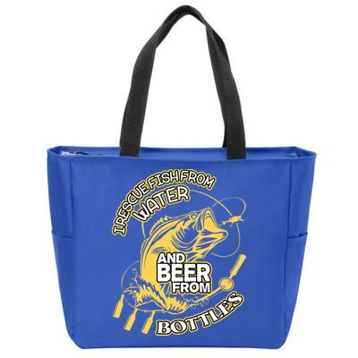 I Rescue Fish From Water And Beer From Bottles Funny Gift Zip Tote Bag