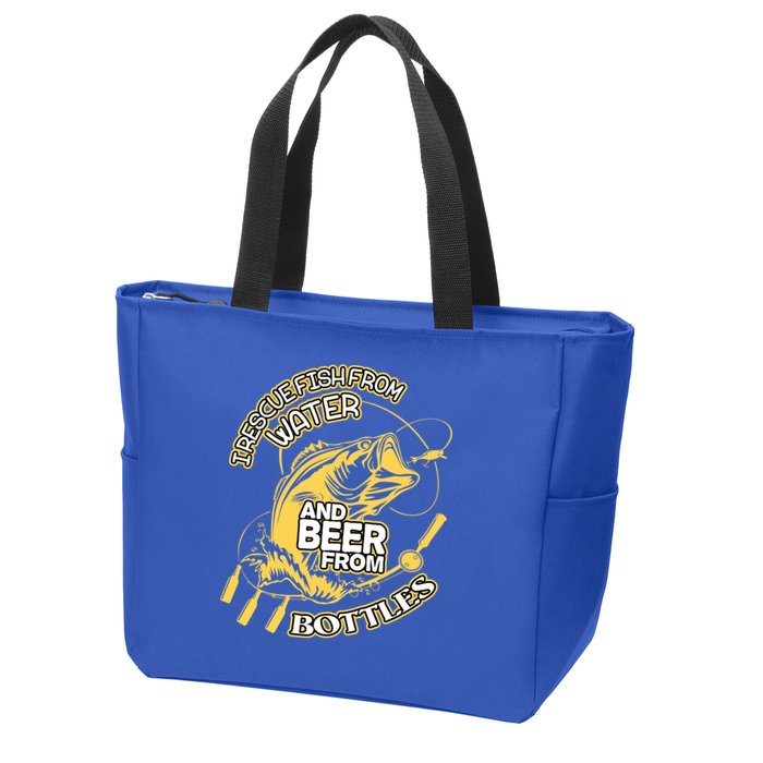 I Rescue Fish From Water And Beer From Bottles Funny Gift Zip Tote Bag