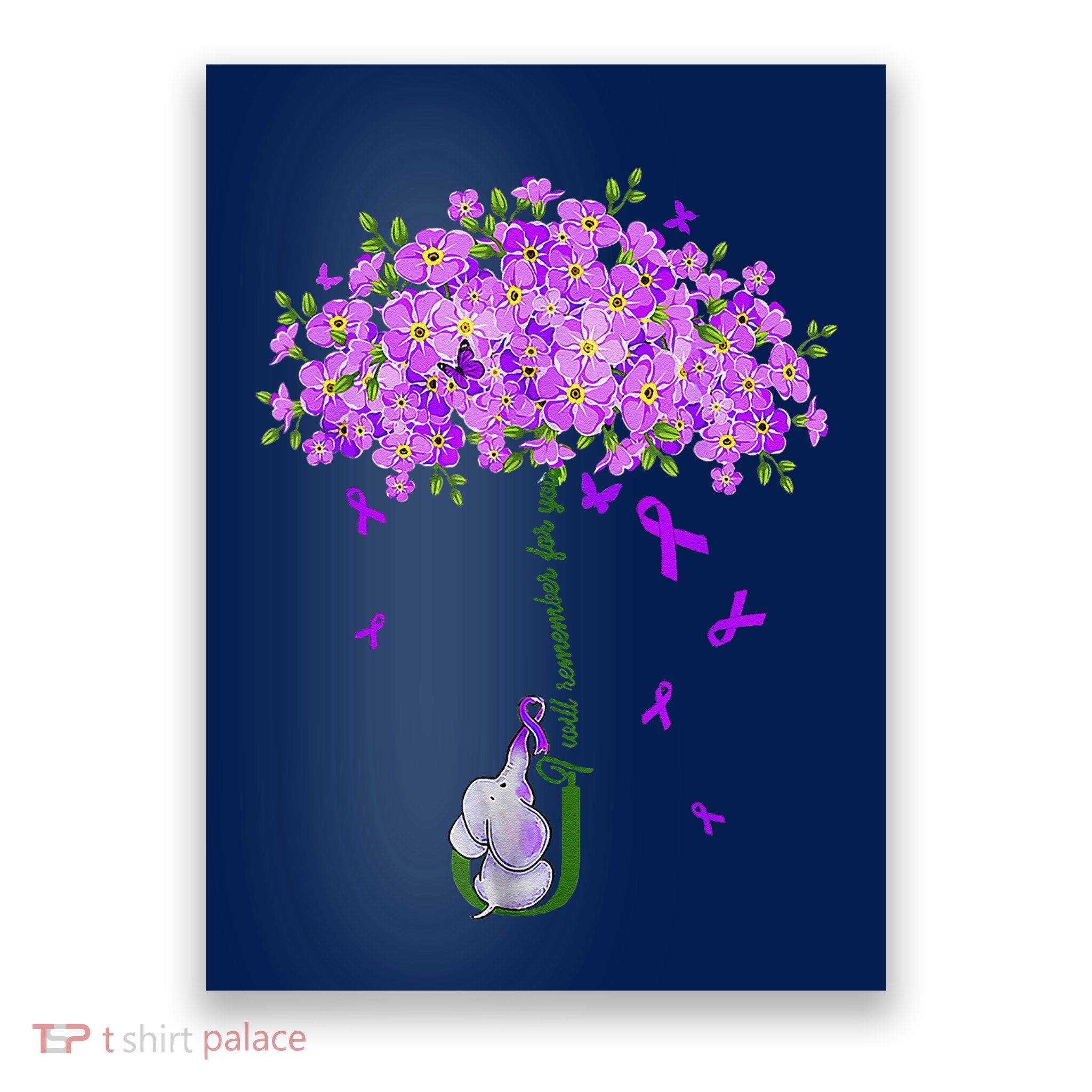 ILl Remember For You Purple Elephant AlzheimerS Awareness Poster