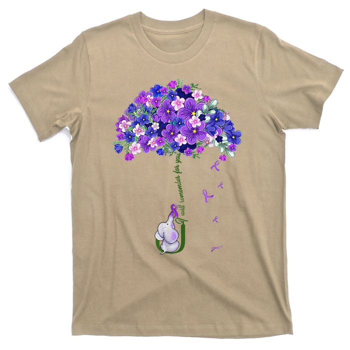 ILl Remember For You Purple Elephant AlzheimerS Awareness T-Shirt