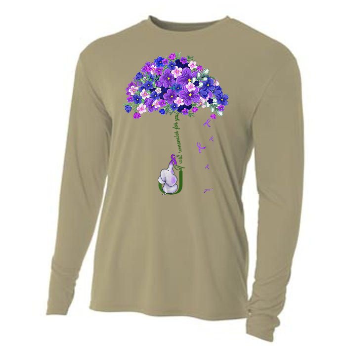 ILl Remember For You Purple Elephant AlzheimerS Awareness Cooling Performance Long Sleeve Crew